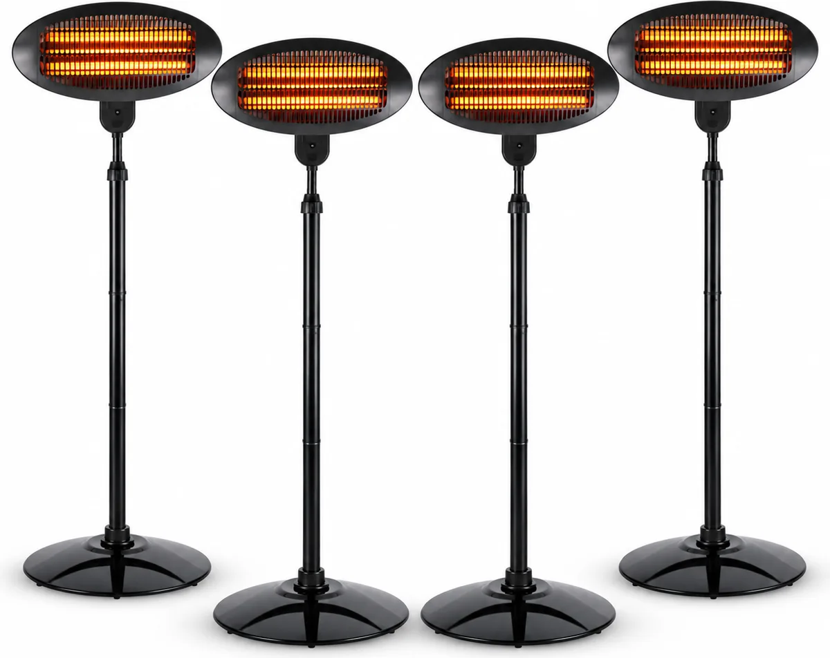 Pack oferta 4 estufas eléctricas de exterior con pie Koopman EE5000030 2000 W IPX4