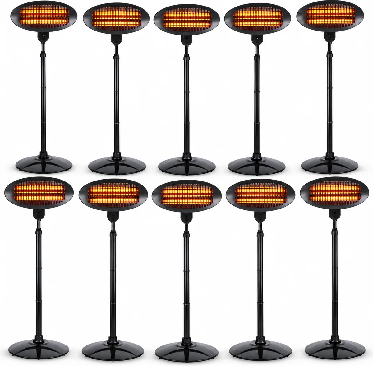 Pack oferta 10 estufas eléctricas de exterior con pie Koopman EE5000030 2000 W IPX4