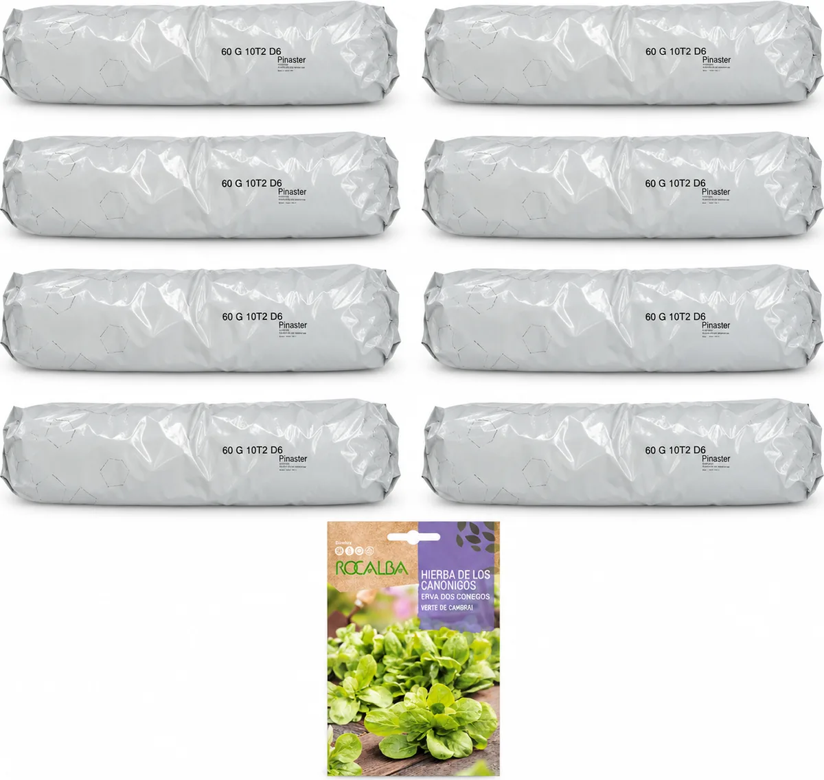 Pack huerto de hojas con canónigos para huerto urbano: 8 sacos + 8 sobres Rocalba — foto 2