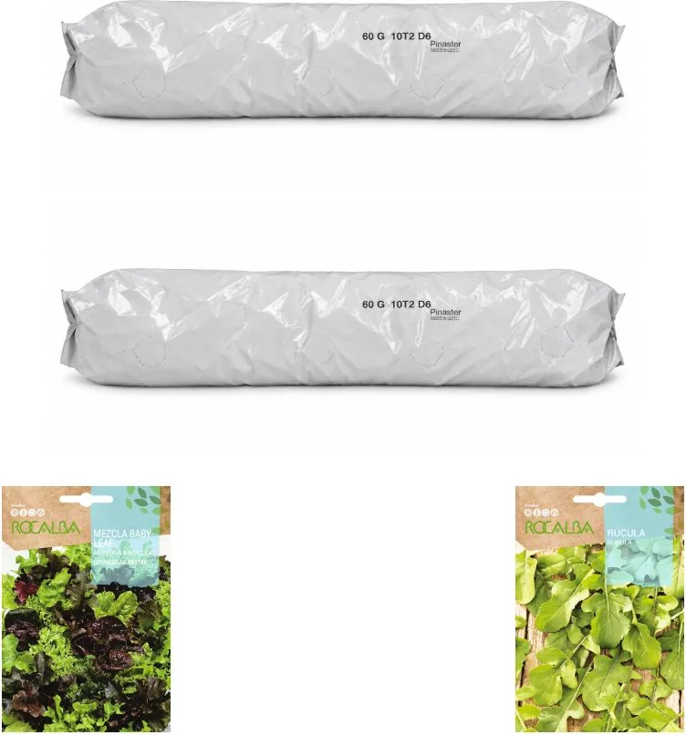 Pack ensaladas variadas para huerto urbano: 2 sacos + 2 sobres Rocalba