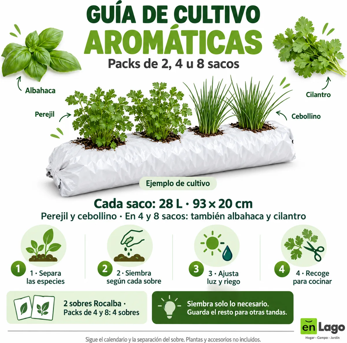 Pack aromáticas para huerto urbano: 2 sacos + 2 sobres Rocalba — foto 4