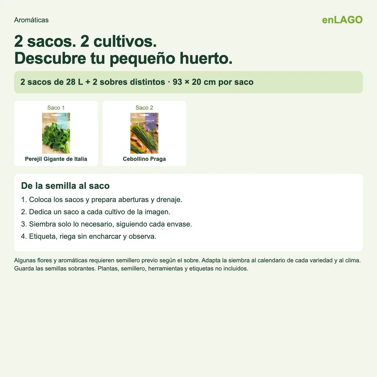 Pack aromáticas para huerto urbano: 2 sacos + 2 sobres Rocalba — foto 3