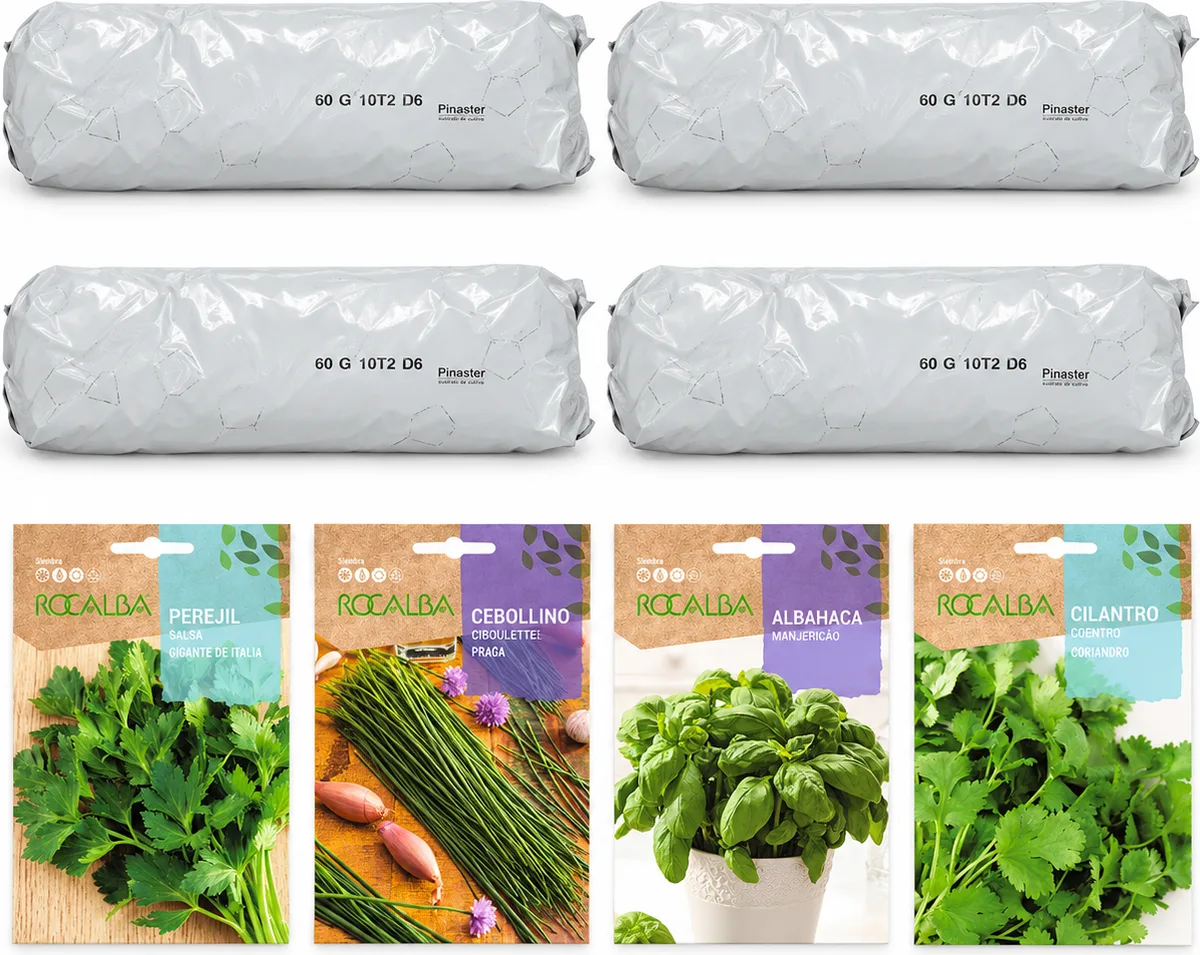 Pack aromáticas para huerto urbano: 4 sacos + 4 sobres Rocalba — foto 2