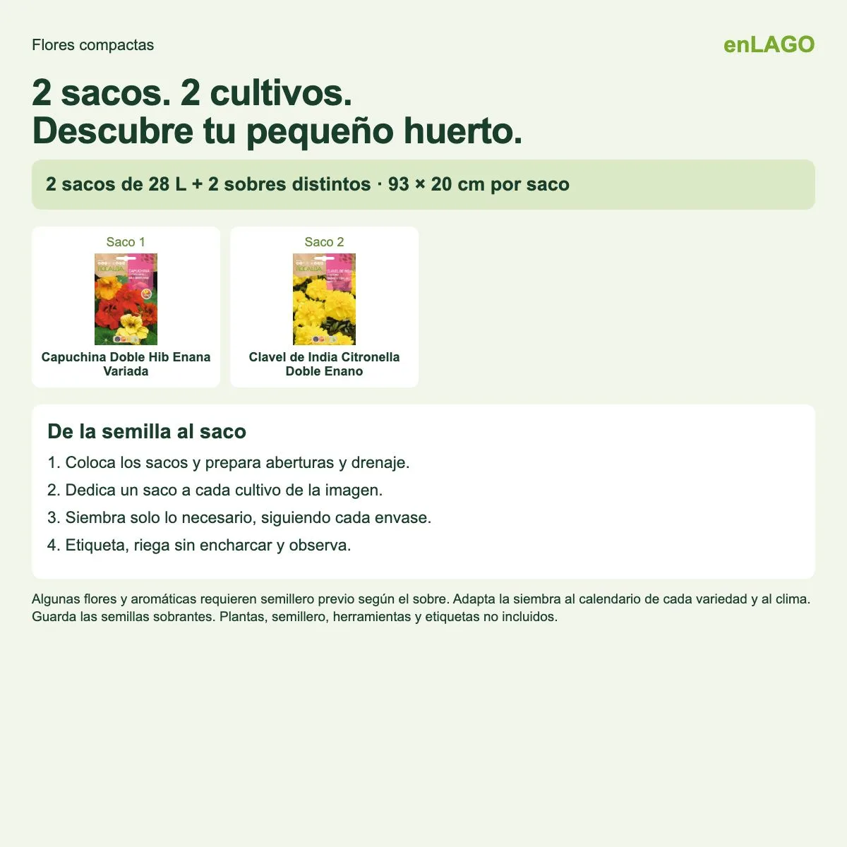 Pack flores compactas para huerto urbano: 2 sacos + 2 sobres Rocalba — foto 3