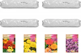 Pack flores compactas para huerto urbano: 4 sacos + 4 sobres Rocalba