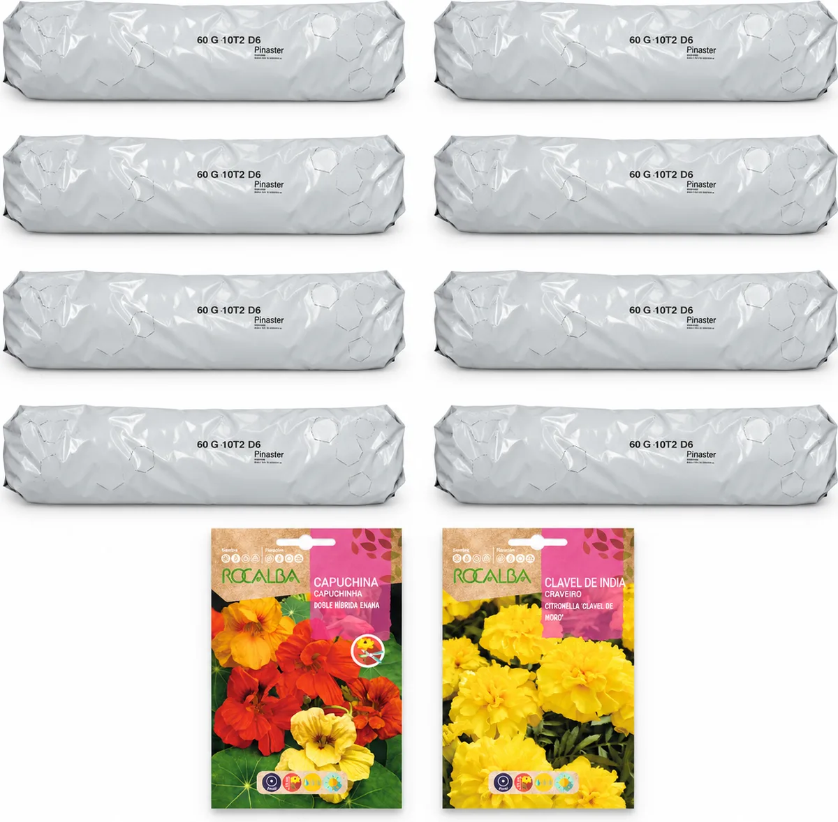 Pack flores compactas para huerto urbano: 8 sacos + 8 sobres Rocalba — foto 2