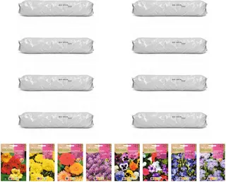 Pack flores compactas para huerto urbano: 8 sacos + 8 sobres Rocalba
