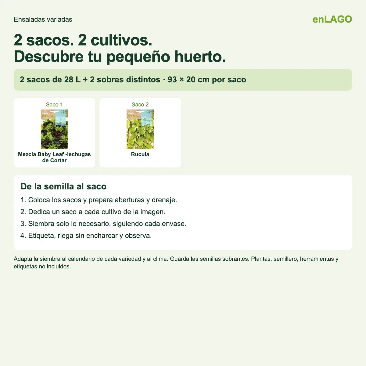 Pack ensaladas variadas: 2 sacos + 2 sobres | Gama de 2, 4 y 8 — foto 2