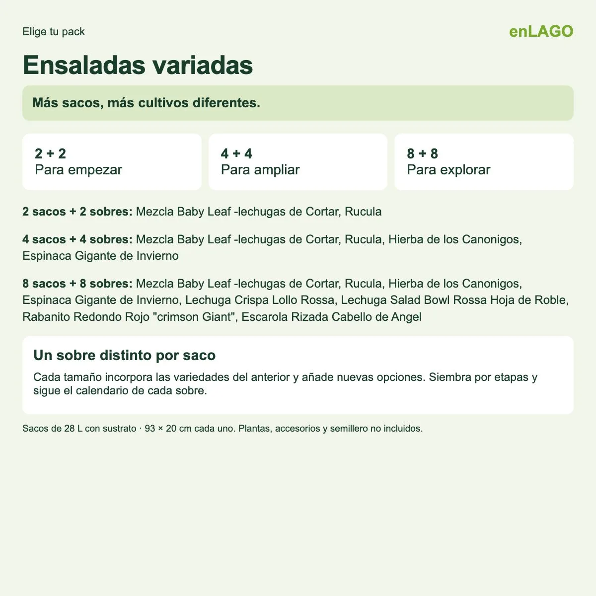 Pack ensaladas variadas: 2 sacos + 2 sobres | Gama de 2, 4 y 8 — foto 3