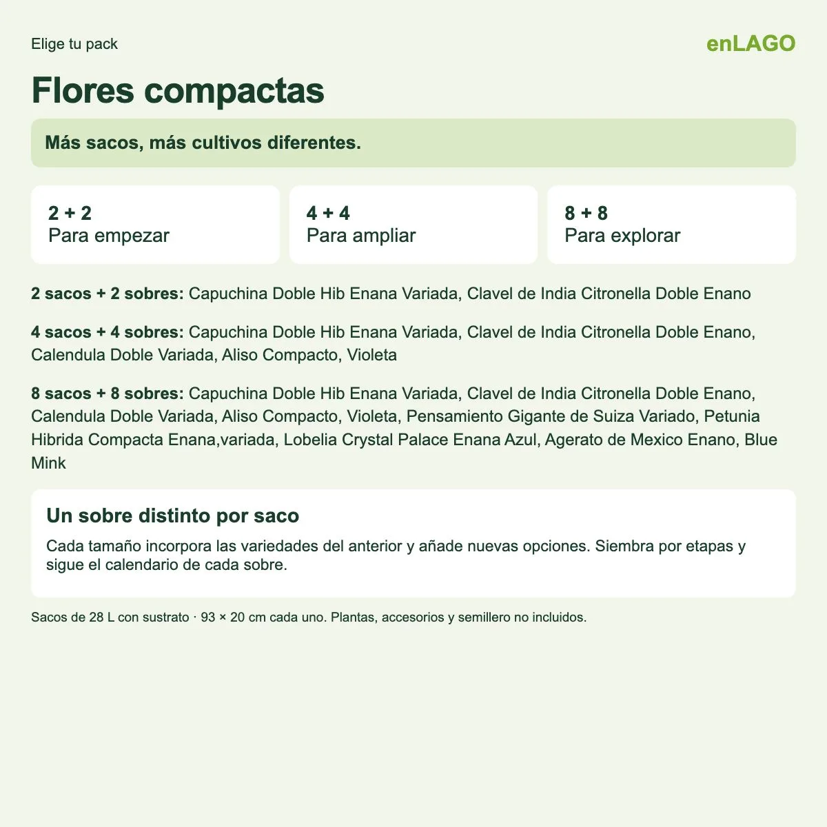 Pack flores compactas: 2 sacos + 2 sobres | Gama de 2, 4 y 8 — foto 4
