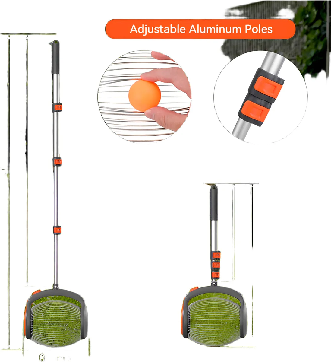 Recolector Manual Frutos Aluminio Telescopico 60-135 cm — foto 2