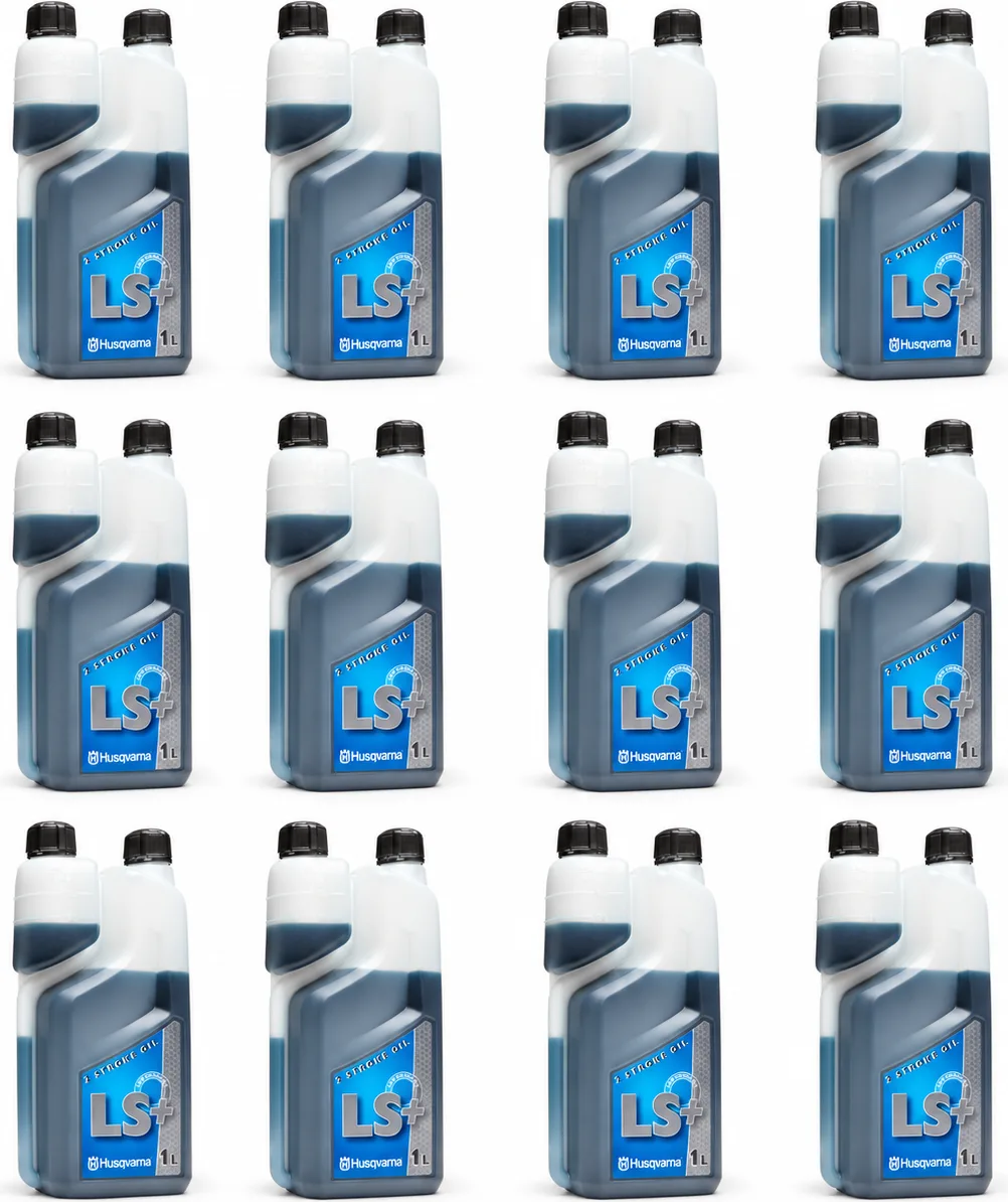 Aceite Husqvarna LS+ 2T · caja de 12 botellas de 1 litro