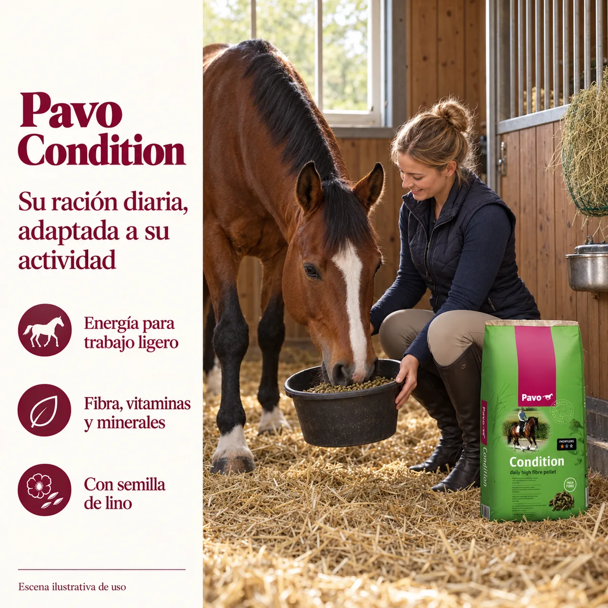 Pavo Condition - Pellets para caballos de ocio y trabajo ligero 20 kg — foto 2