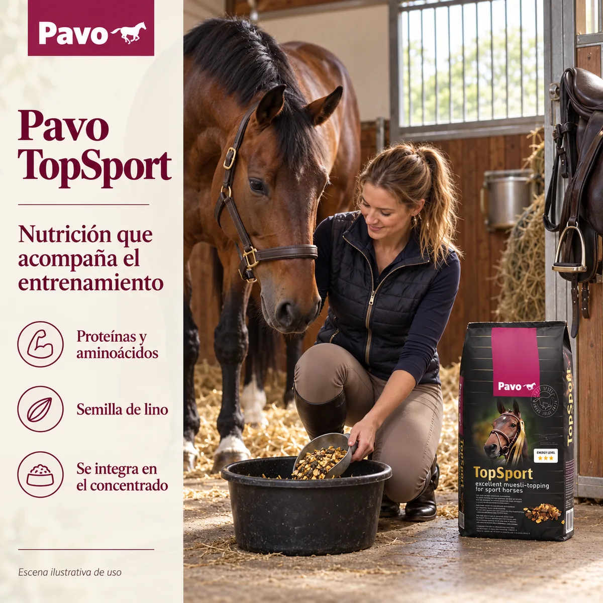 Pavo TopSport - Muesli proteico para caballos de deporte 15 kg — foto 2