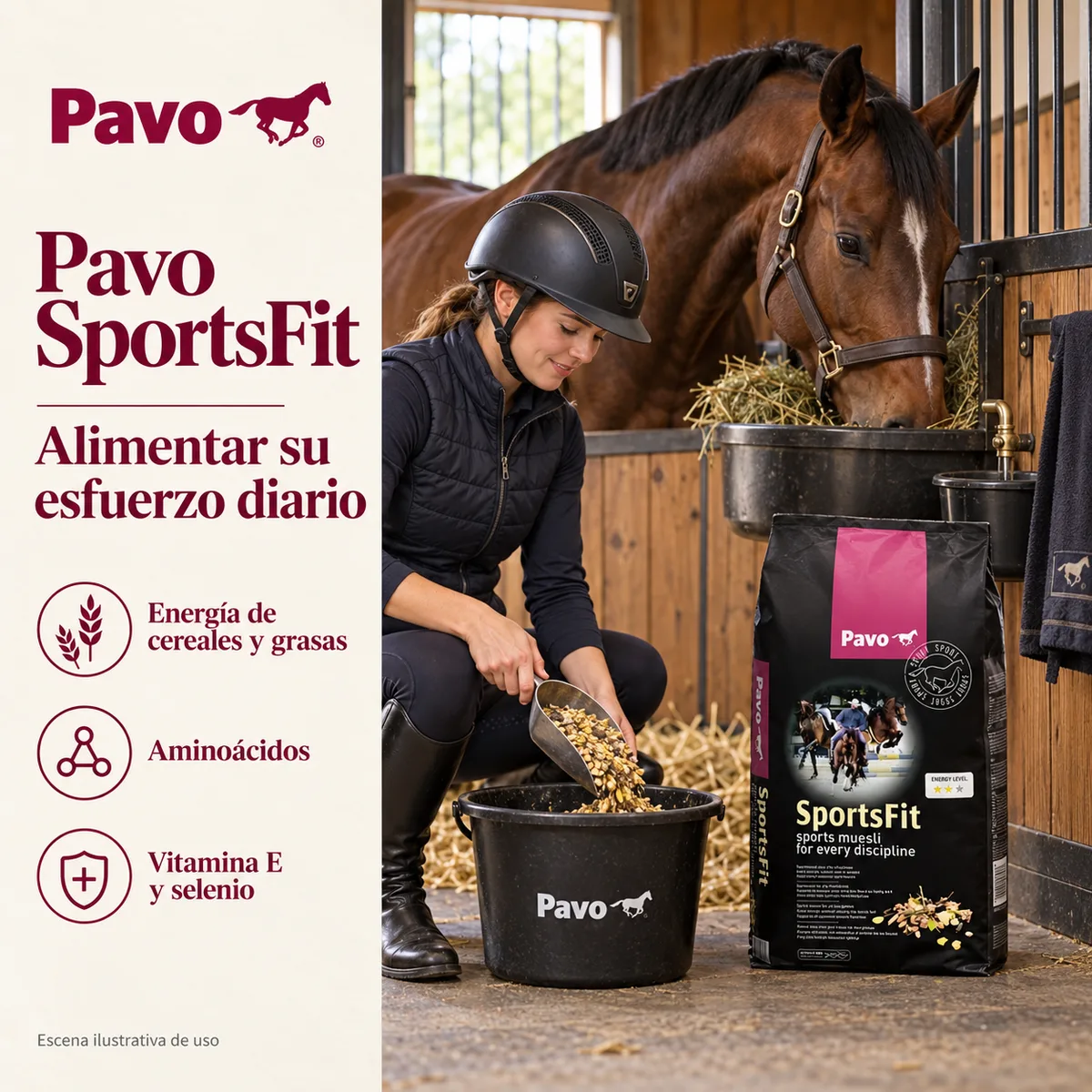 Pavo SportsFit - Muesli para caballos de deporte 15 kg — foto 2