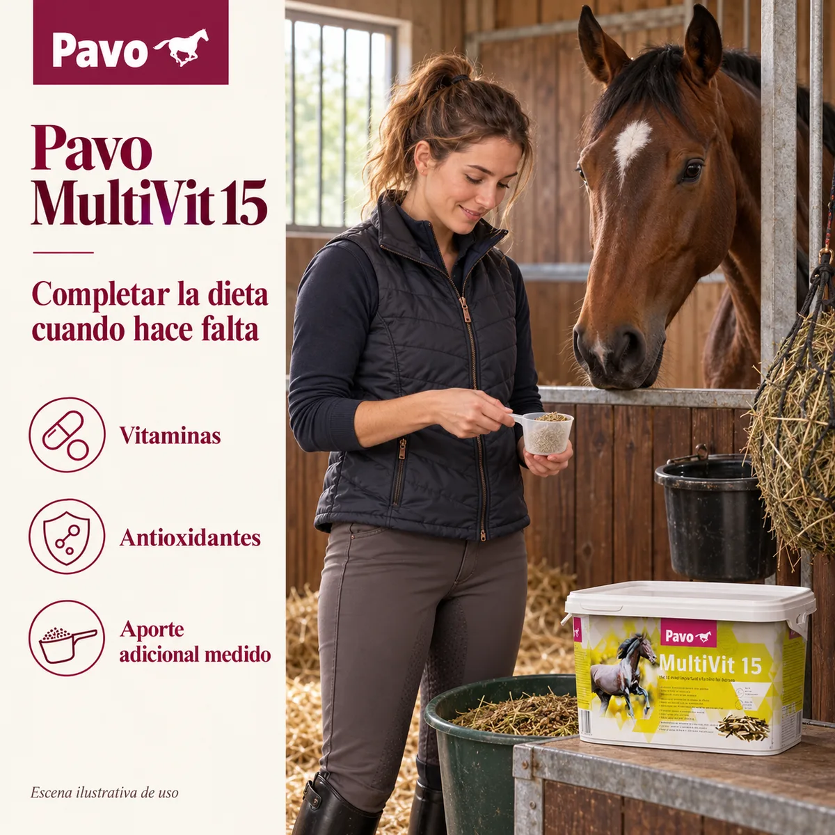 Pavo MultiVit15 - Suplemento de vitaminas para caballos 3 kg — foto 2