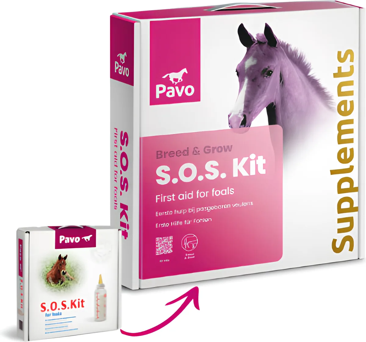 Pavo S.O.S. Kit - Calostro, leche y biberón para potros