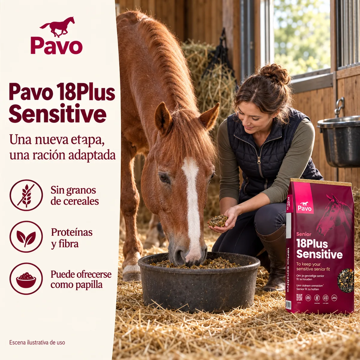 Pavo 18Plus Sensitive - Muesli para caballos senior sensibles 15 kg — foto 2