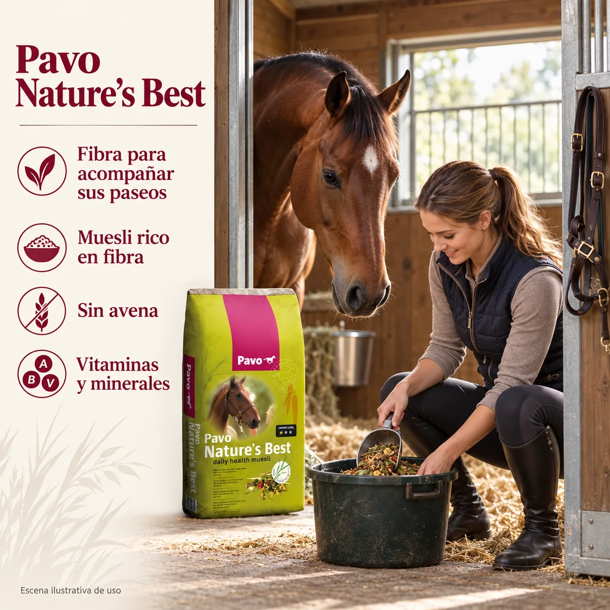 Pavo Nature's Best - Muesli diario para ocio y trabajo ligero 15 kg — foto 2