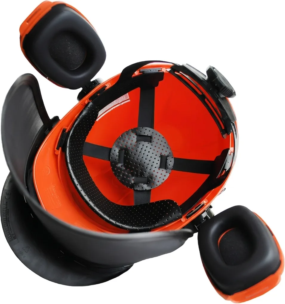 Casco Forestal con Pantalla y Auriculares Naranja/Negro — foto 3