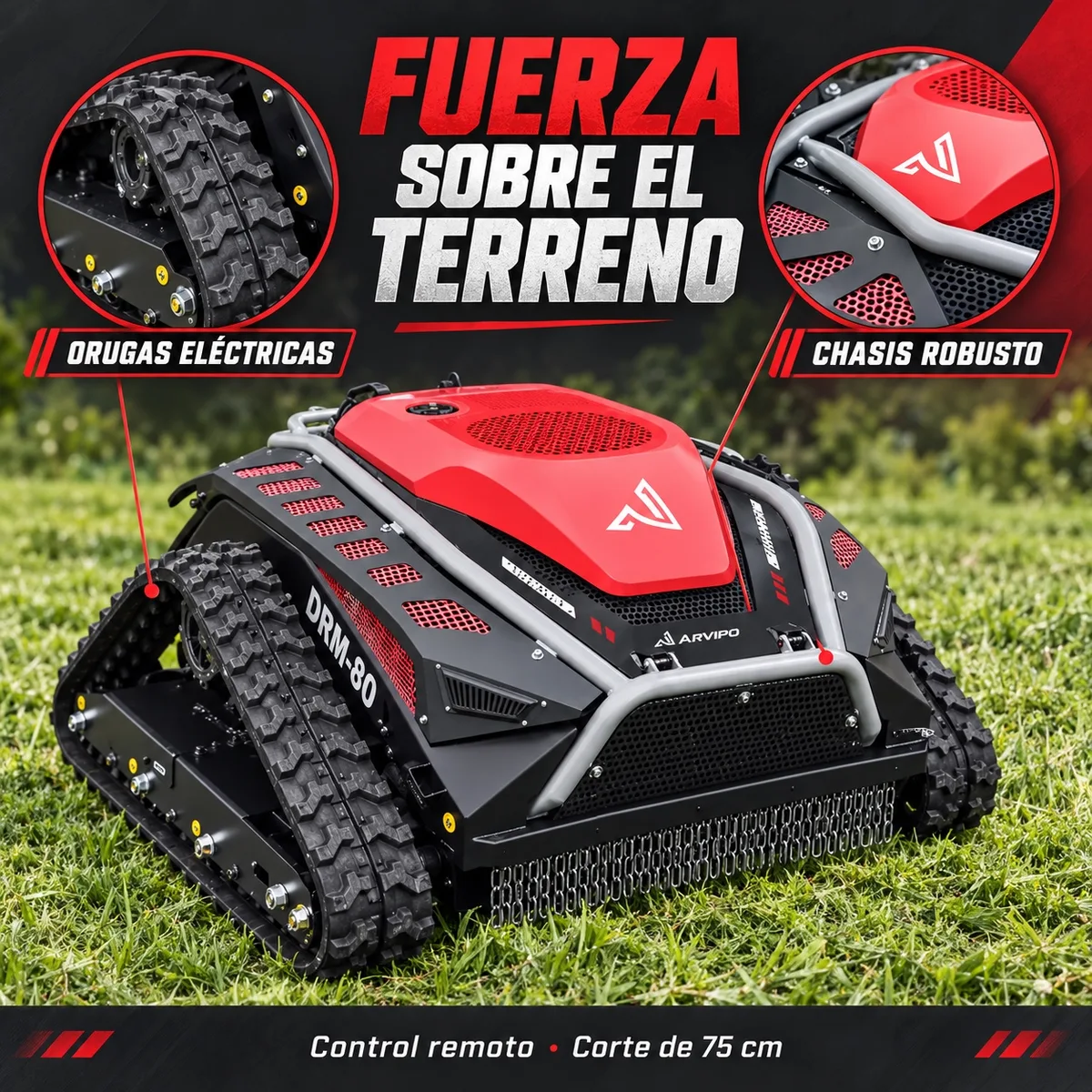 Robot desbrozadora a control remoto Arvipo DRM-80 — foto 5