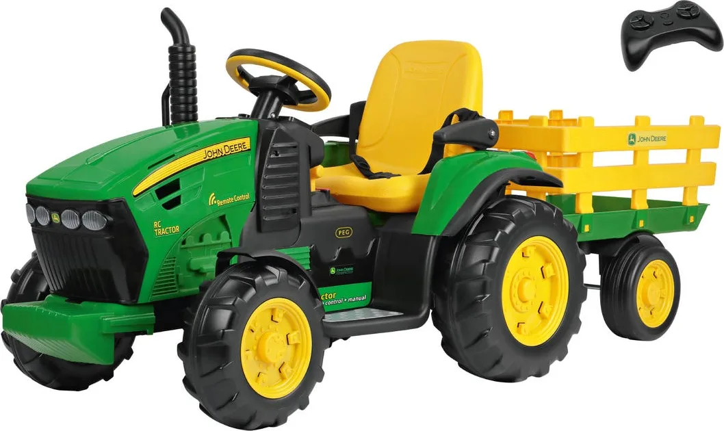 Tractor eléctrico infantil John Deere RC 12 V con mando a distancia y remolque · Peg Perego — foto principal