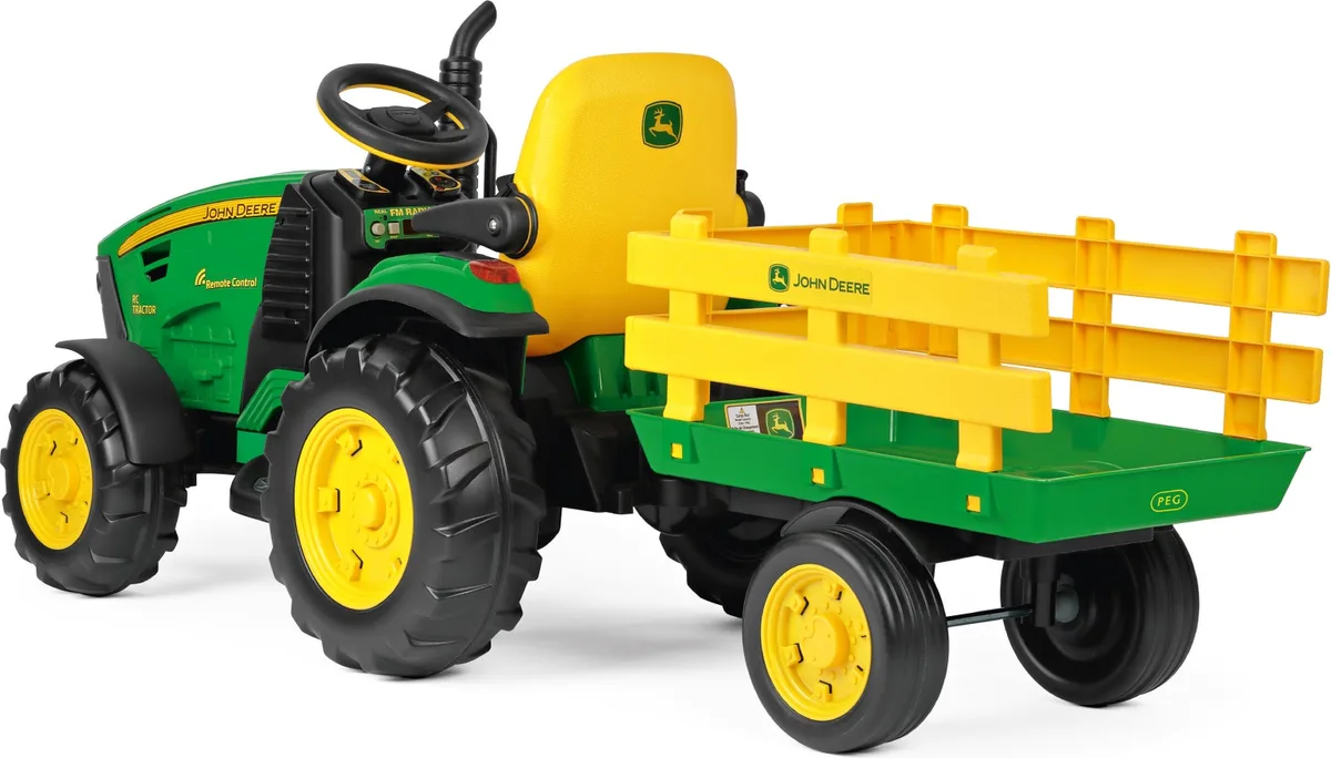 Tractor eléctrico infantil John Deere RC 12 V con mando a distancia y remolque · Peg Perego — foto 6