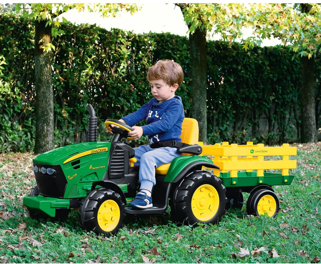 Tractor eléctrico infantil John Deere RC 12 V con mando a distancia y remolque · Peg Perego — foto 3