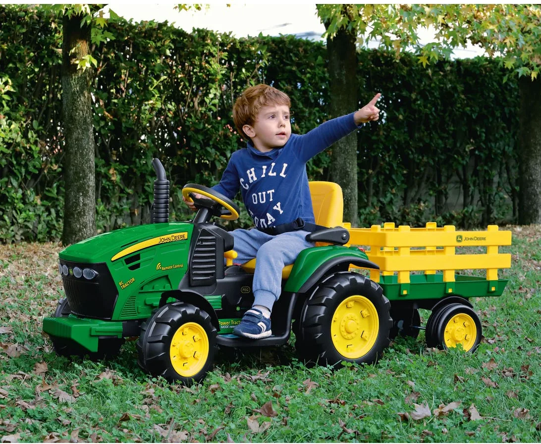 Tractor eléctrico infantil John Deere RC 12 V con mando a distancia y remolque · Peg Perego — foto 10