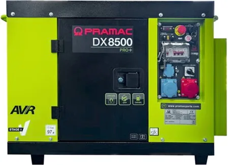 Generador diésel Pramac DX8500 · AVR · 230/400 V · arranque eléctrico — foto principal
