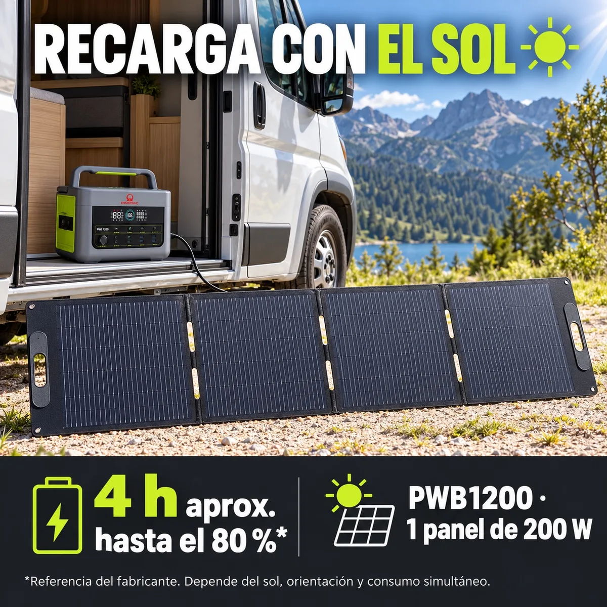Pack estación de energía Pramac PWB1200 + panel solar portátil 200 W — foto 3