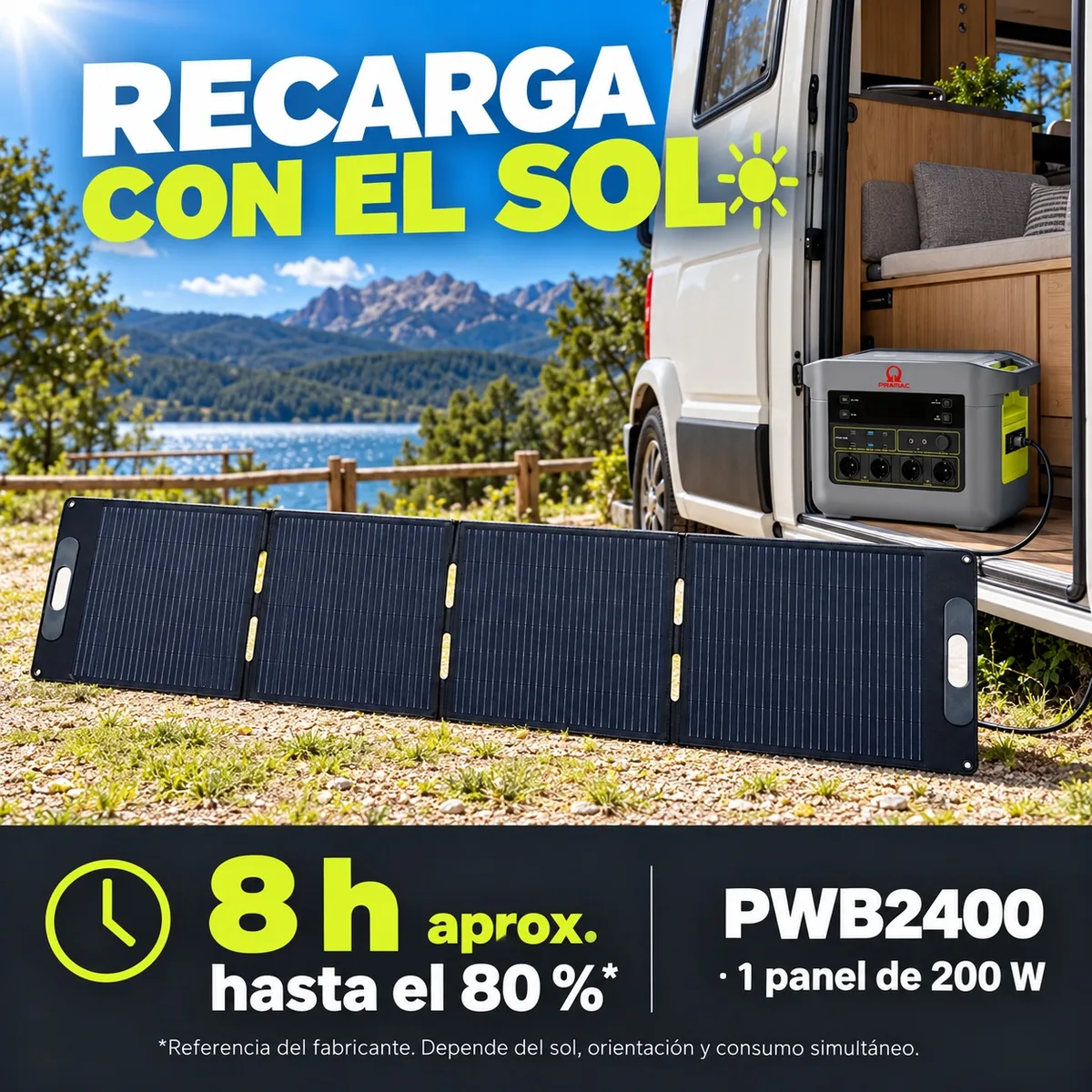 Pack estación de energía Pramac PWB2400 + panel solar portátil 200 W — foto 3