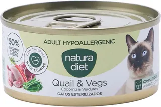 Pate Gatos Natura Diet Adulto Hipoalergenico Codorniz y Verduras 85gr