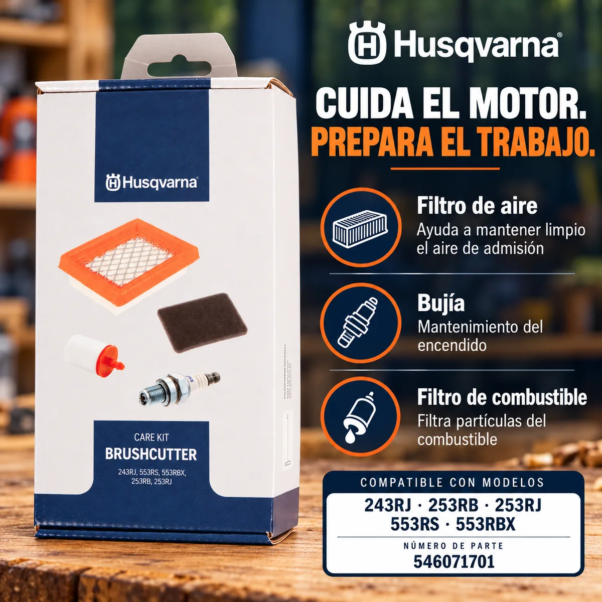 Kit mantenimiento Husqvarna 546071701 para desbrozadoras 243RJ / 253RB / 253RJ / 553RS / 553RBX — foto 2
