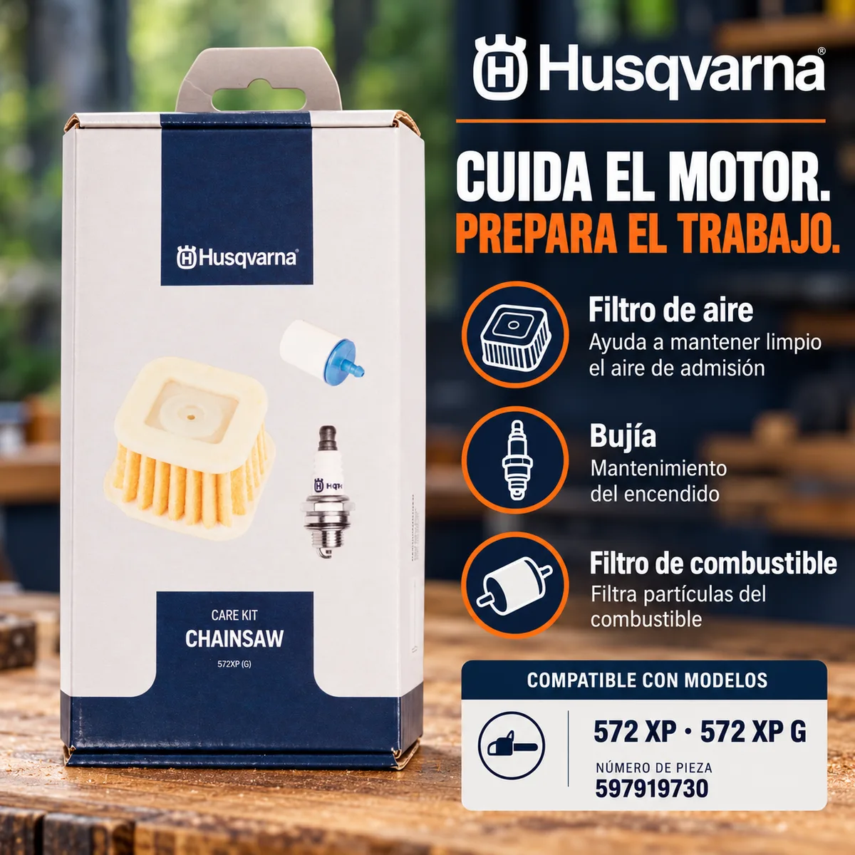 Kit mantenimiento Husqvarna 597919730 para motosierras 572 XP® (G) — foto 2