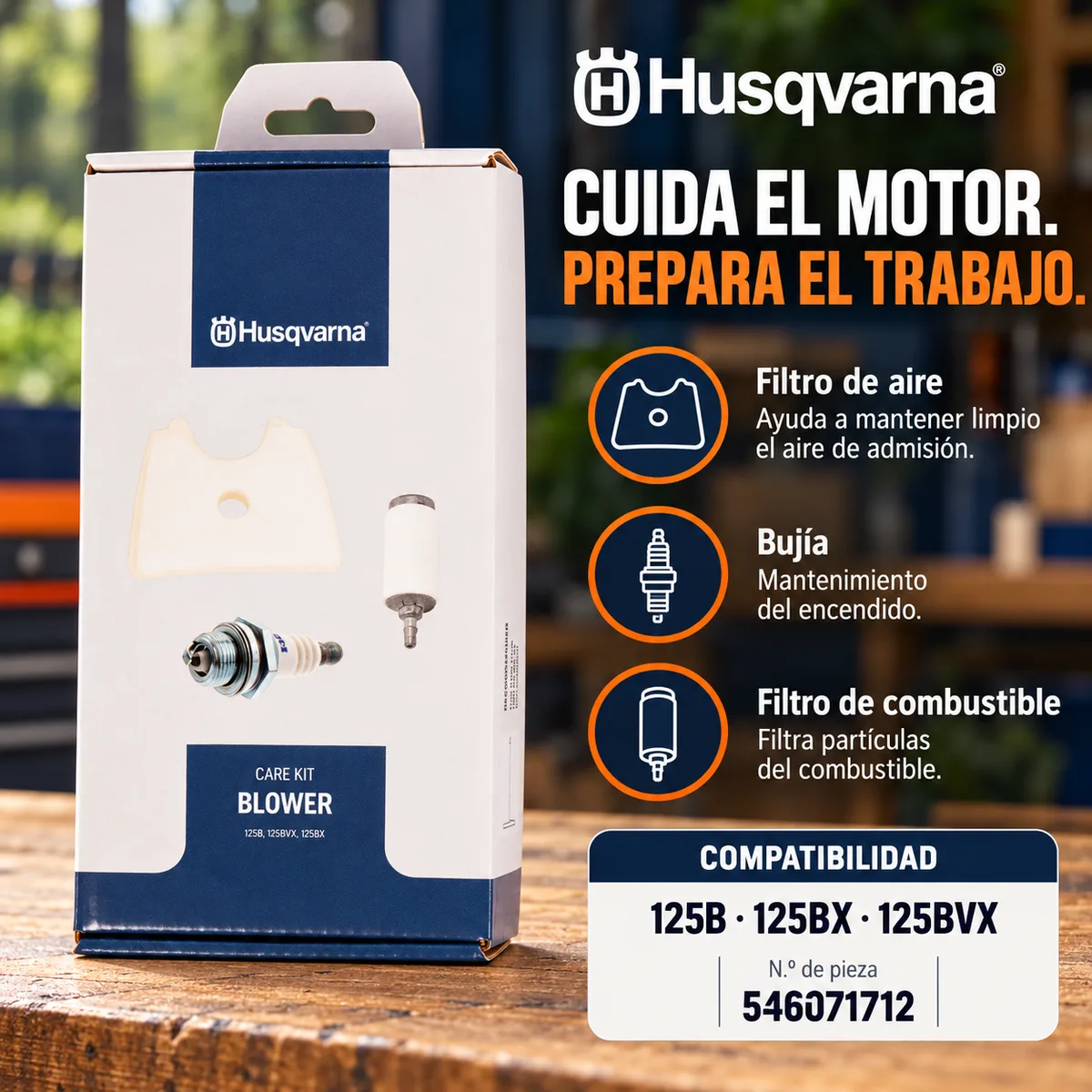 Kit mantenimiento Husqvarna 546071712 para sopladores 125B / 125BX / 125BVX — foto 2